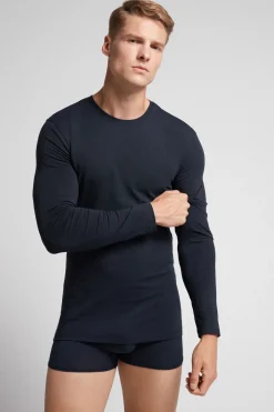 Camiseta de Manga Larga de Algodón Superior Elástico
