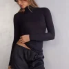 Camiseta de Manga Larga de Cuello Alto de Cashmere Ultraligero de Modal