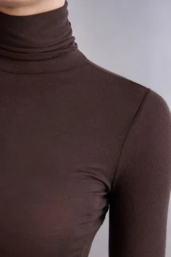 Camiseta de Manga Larga de Cuello Alto de Cashmere Ultraligero de Modal
