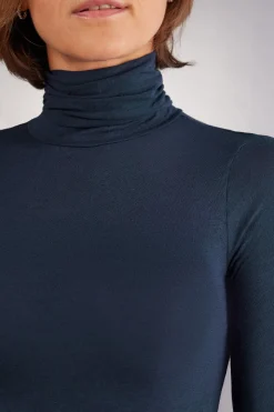 Camiseta de Manga Larga de Cuello Alto de Cashmere Ultraligero de Modal