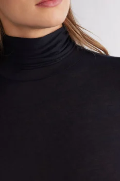 Camiseta de Manga Larga de Cuello Alto de Cashmere Ultraligero de Modal