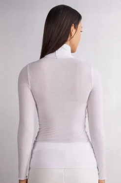 Camiseta de Manga Larga de Cuello Alto de Cashmere Ultraligero de Modal