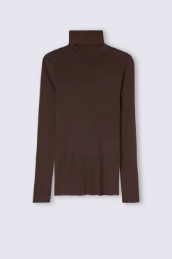 Camiseta de Manga Larga de Cuello Alto de Cashmere Ultraligero de Modal