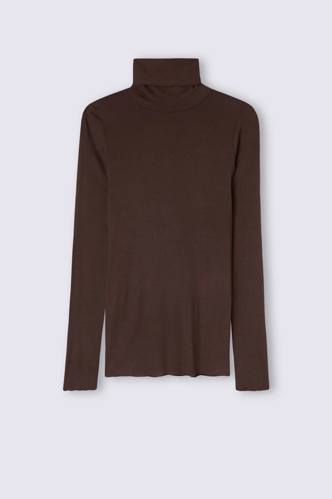 Camiseta de Manga Larga de Cuello Alto de Cashmere Ultraligero de Modal