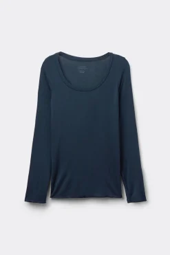 Camiseta de Manga Larga de Modal Ultralight con Cashmere y Escote Redondo
