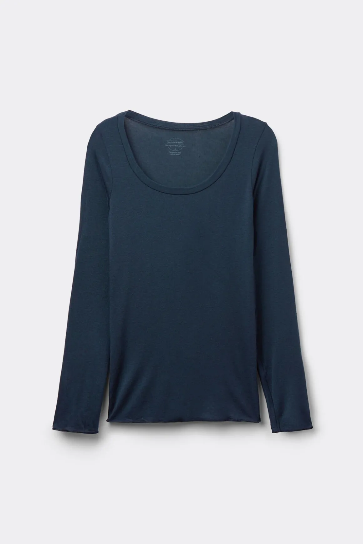 Camiseta de Manga Larga de Modal Ultralight con Cashmere y Escote Redondo