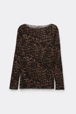 Camiseta de Manga Larga de Modal Ultralight con Cashmere Luxurious Leopard
