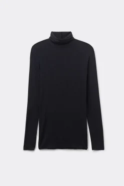 Camiseta de Manga Larga de Cuello Alto de Cashmere Ultraligero de Modal