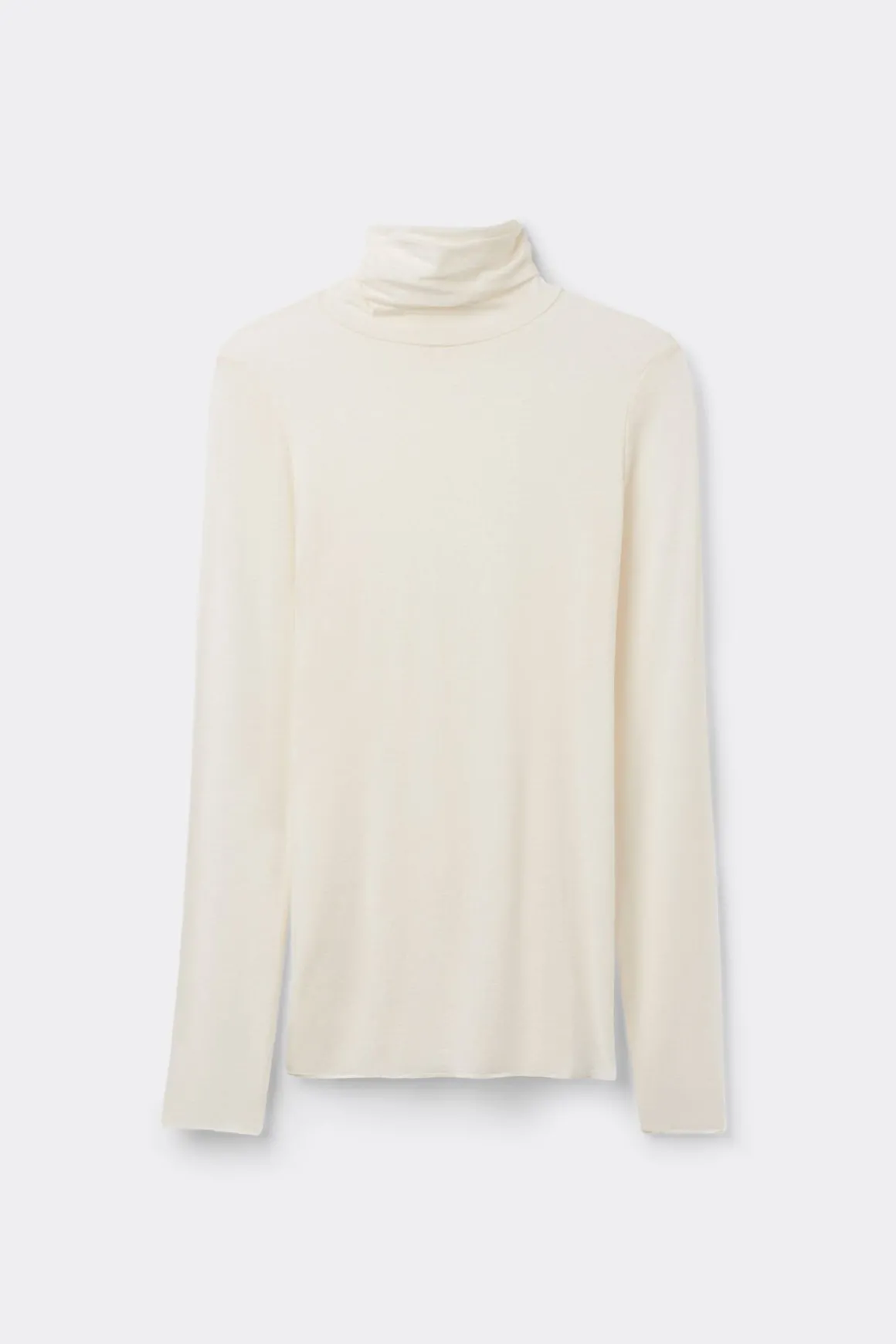 Camiseta de Manga Larga de Cuello Alto de Cashmere Ultraligero de Modal