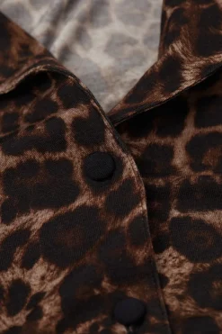 Camiseta de Manga Larga de Modal con Abertura Delantera Luxurious Leopard