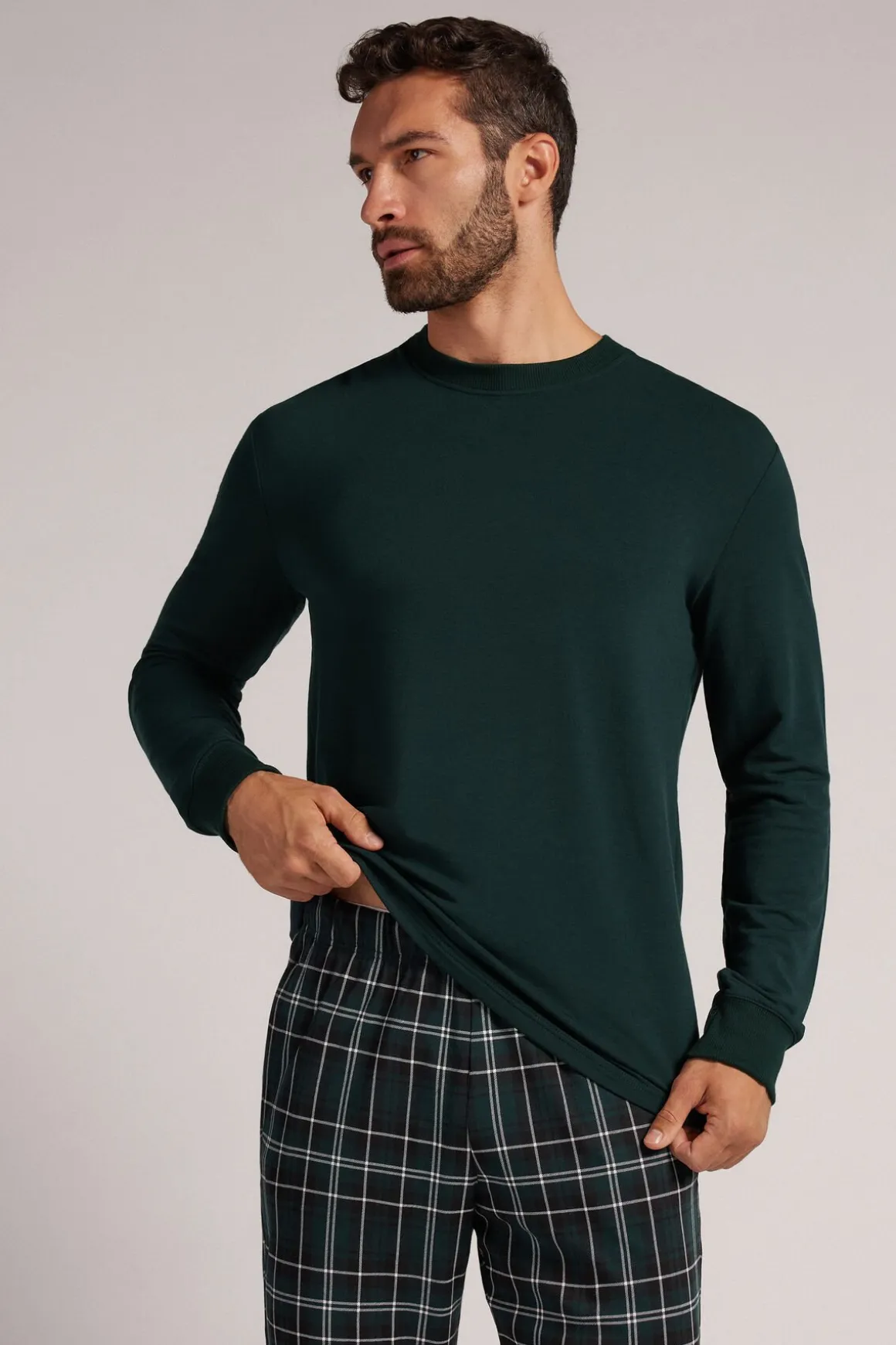 Camiseta de Manga Larga en Felpa de Modal