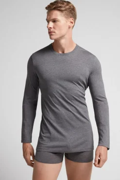 Camiseta de manga larga en algodón superior de hombre