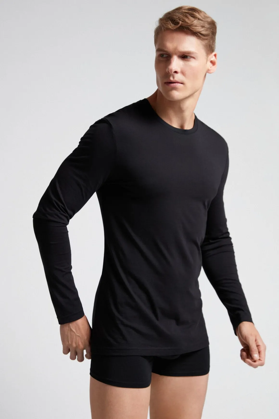 Camiseta de manga larga en algodón superior de hombre