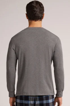Camiseta de Manga Larga en Felpa de Modal