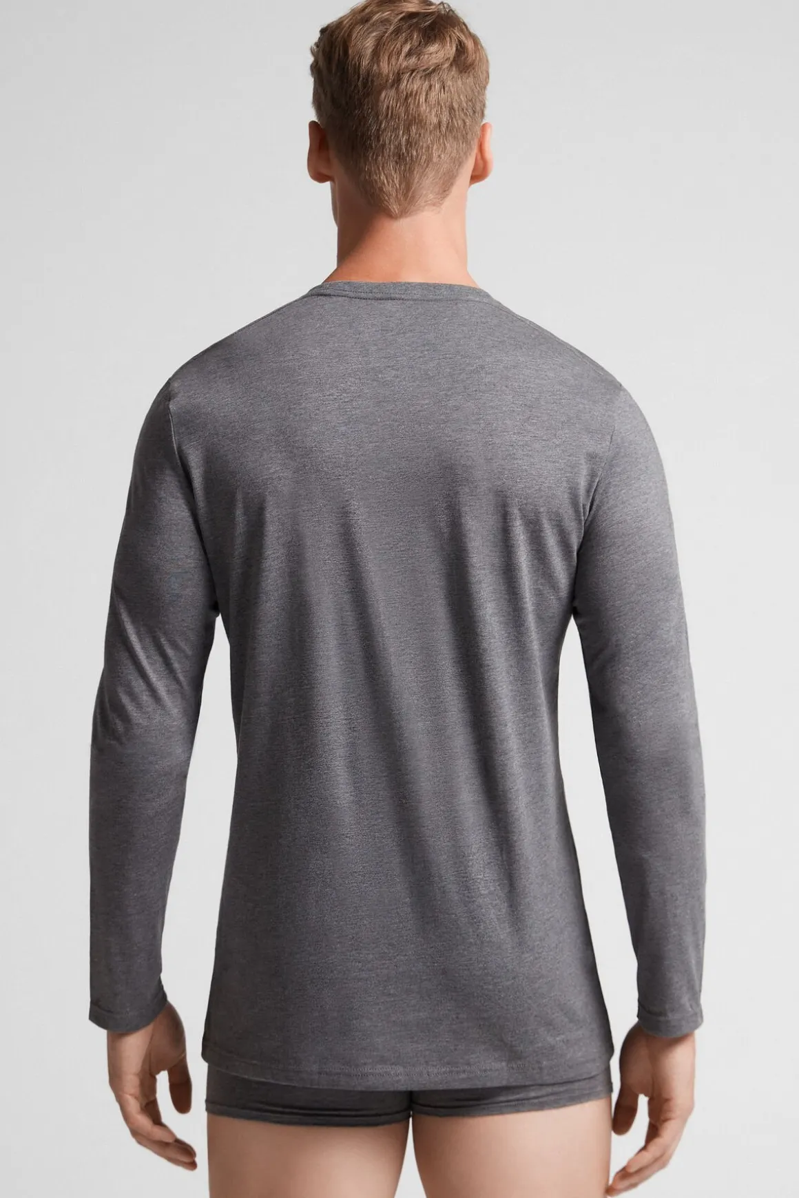 Camiseta de manga larga en algodón superior de hombre
