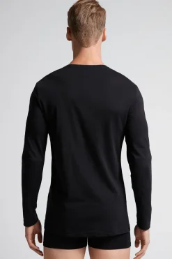 Camiseta de manga larga en algodón superior de hombre