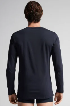 Camiseta de manga larga en algodón superior de hombre