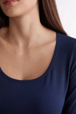 Camiseta de Manga Larga y Escote Redondo de Micromodal