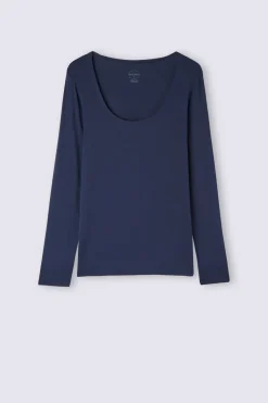 Camiseta de Manga Larga y Escote Redondo de Micromodal