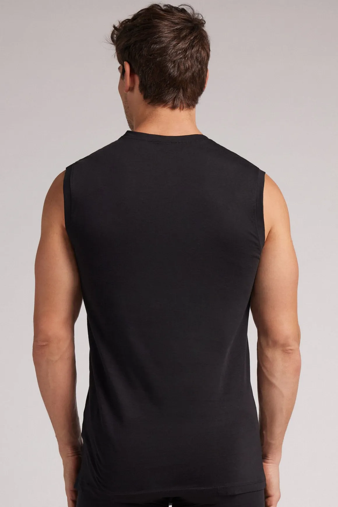 Camiseta de Tirantes con Escote de Pico de Algodón Superior Extrafino