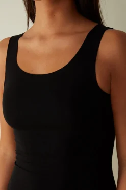 Camiseta de Tirantes con Escote Redondo de Algodón sin Rematar