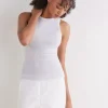 Camiseta de Tirantes de Canalé de Algodón Lamé