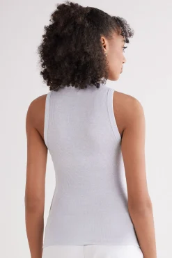 Camiseta de Tirantes de Canalé de Algodón Lamé