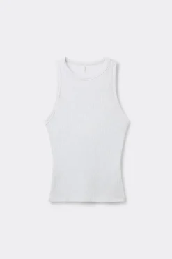 Camiseta de Tirantes de Canalé de Algodón Lamé