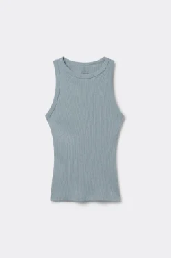 Camiseta de Tirantes de Canalé de Algodón Superior