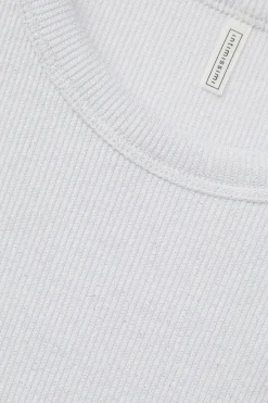 Camiseta de Tirantes de Canalé de Algodón Lamé