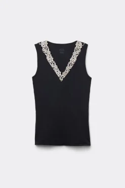 Camiseta de Tirantes de Modal y Encaje Pretty Flower