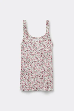 Camiseta de Tirantes de Modal en Punto Canalé Floral Romance