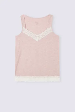Camiseta de Tirantes en Modal con Detalles de Encaje