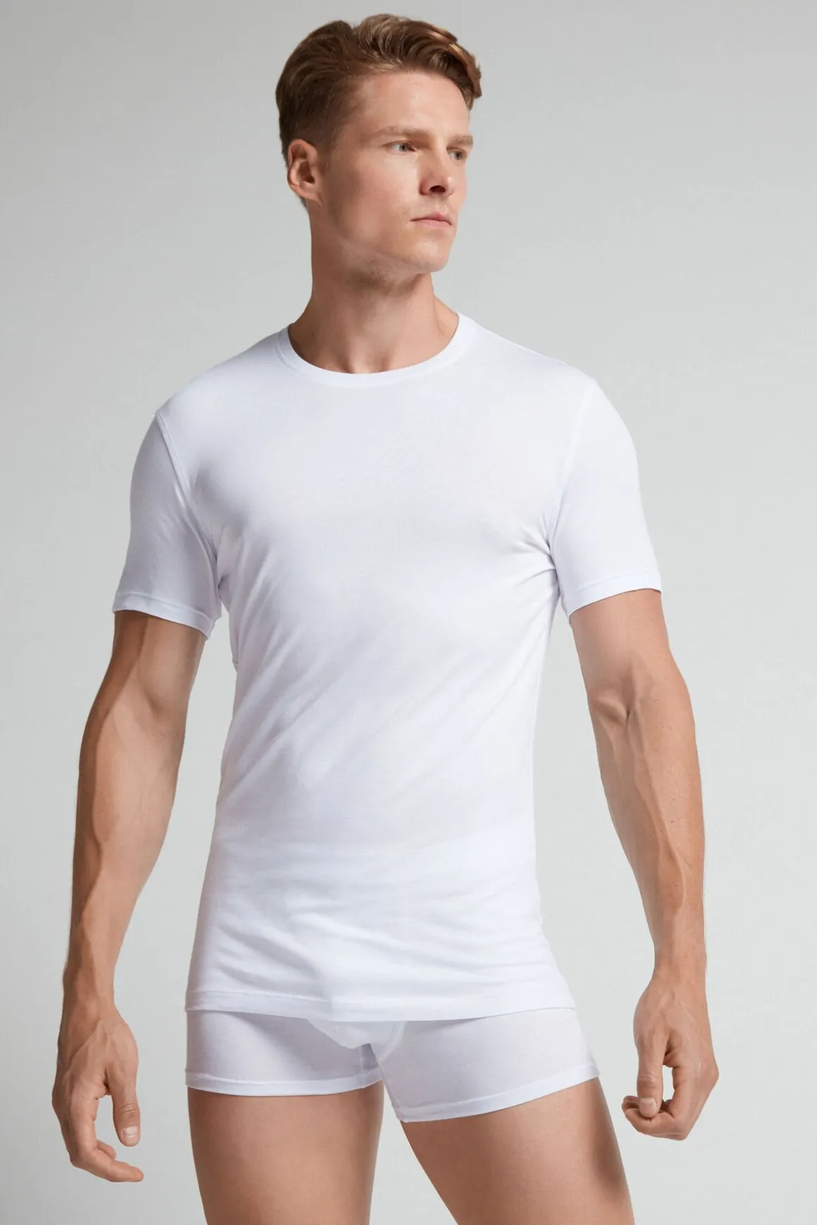 Camiseta manga corta de algodón ajustada