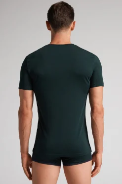 Camiseta manga corta de algodón ajustada