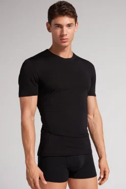 Camiseta Manga Corta de Lana Merina Elastizada