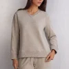 Camiseta Manga Larga Cuello de Pico Soft Chevron