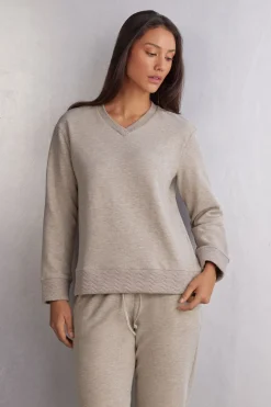 Camiseta Manga Larga Cuello de Pico Soft Chevron