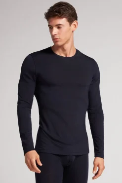 Camiseta Manga Larga de Lana Merina Escote Redondo