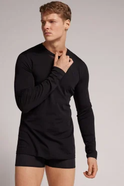 Camiseta Manga Larga de Lana Merina Escote Redondo