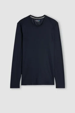 Camiseta Manga Larga de Lana Merina Escote Redondo
