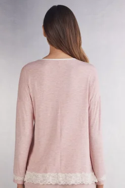 Camiseta Manga Larga de Modal Escote Redondo