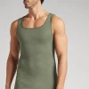 Camiseta sin mangas de hombre en algodón superior con canalé