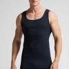 Camiseta sin mangas de hombre en algodón superior con canalé