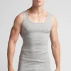 Camiseta sin mangas de hombre en algodón superior con canalé