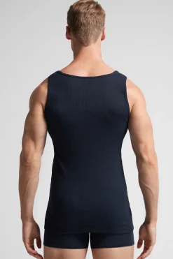 Camiseta sin mangas de hombre en algodón superior con canalé