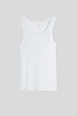 Camiseta sin mangas de hombre en algodón superior con canalé