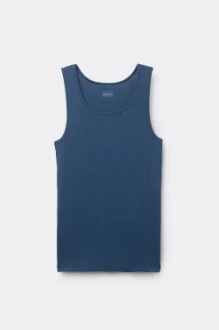 Camiseta sin mangas de hombre en algodón superior con canalé