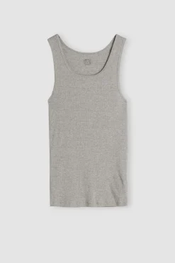 Camiseta sin mangas de hombre en algodón superior con canalé