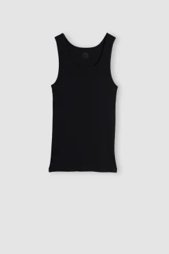 Camiseta sin mangas de hombre en algodón superior con canalé
